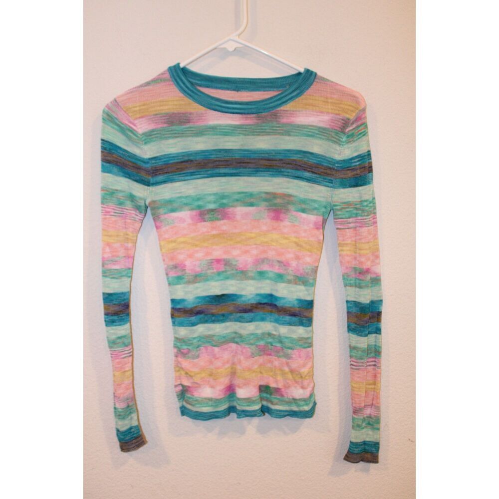 Margaret O'Leary size small colorful knit crewneck sweater